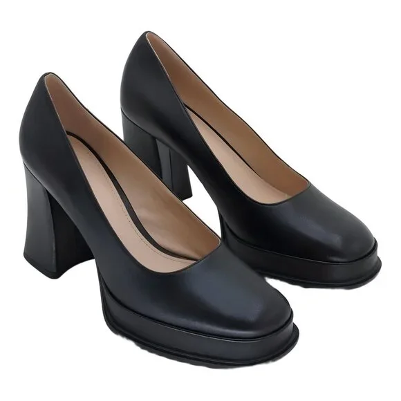 COACH Sculpted C Pump Black Leather - Sculpted Block Heel 11M - Picture 4 of 6